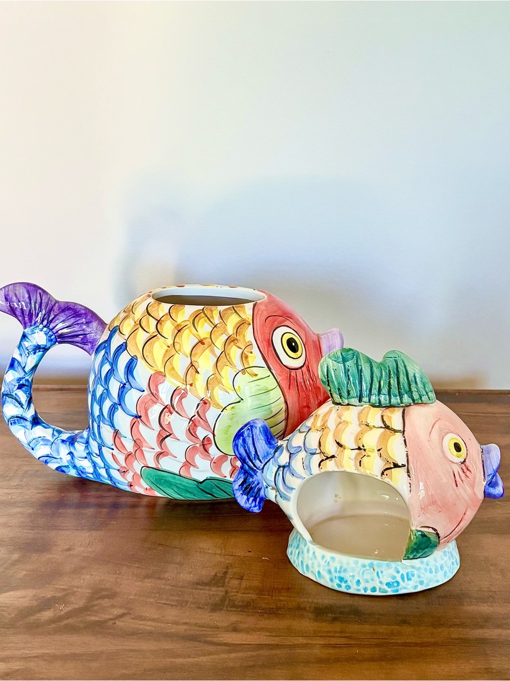 Vintage Fish Teapot and Sponge Holder 1980’s No Chips/Cracks